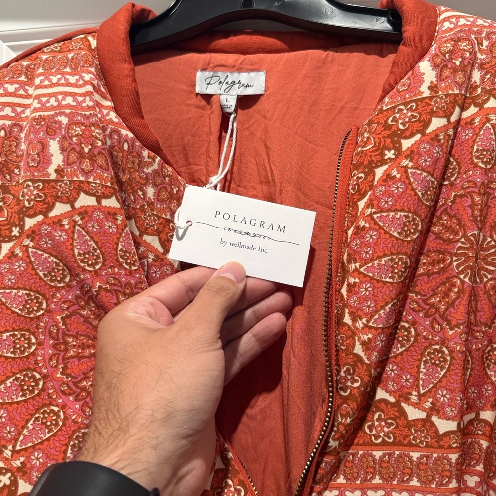 Polagram Red Patterned Bomber Jacket - Picture 3 of 4